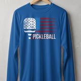 Pickleball Sport-Tek Long Sleeve Tee, PICKLEBALL Patriotic American Flag, UV Protection Sun Shield Shirt thumbnail 6