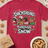 Dachshund Through The Snow Christmas T-Shirt thumbnail 4