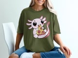 Kawaii Axolotl Pizza Lover T-Shirt thumbnail 2