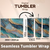 20oz Tumbler Sublimation Design, Blue Marble Gold Veins Tumbler Wrap png, Straight Tapered Tumbler Template, Digital Download thumbnail 5