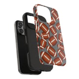 Football Design Tote Bag Phone Case: Sporty Pattern, Brown and White, Repeated thumbnail 6