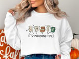 Cute Mahjong Time Graphic Print, Funny Dancing Mahjong Tiles Art, Kawaii Board Game Lover Gift, Asian Tile Game Night Decor thumbnail 1