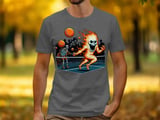 Flaming Skull Tennis Player T-Shirt, Zombie Spectators, Sports Tee, Unique Tennis Shirt, Skeleton Athlete, Halloween T-Shirt, Tennis Gift thumbnail 1