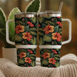 Hibiscus Tumbler Design, Tropical Flower Digital Paper, Colorful Floral Backgrounds, Printable Tumbler Png, Junk Journal Pages, Digital thumbnail 9