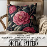 Pink Camellia Tumbler Design, Digital Download, Floral PNG, Watercolor Flowers, Printable Paper, Junk Journal, Scrapbooking, Sublimation thumbnail 5