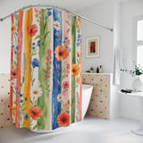 Painterly Meadow Stripe Shower Curtain thumbnail 2