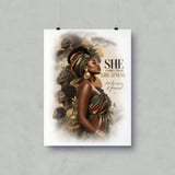 Black Woman Ancestry Wall Art Poster, She Comes From Greatness Framed Poster, African Matriarch Heritage Decor, Empowering Melanin Art thumbnail 13