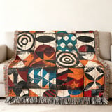 Abstract Geometric Pattern Velveteen Blanket, Woven Blanket, Throw Pillows - Modern Mid-Century Home Decor Gift thumbnail 3