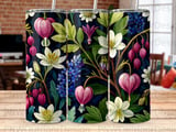 Dark Floral Tumbler Wrap PNG, 20oz Skinny Tumbler Sublimation Design, Seamless Bleeding Heart Digital File + Car Coasters thumbnail 8