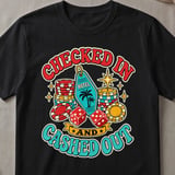 Checked In & Cashed Out Retro T-Shirt thumbnail 1
