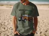 Waggy Holidays T-Shirt, Christmas Tree Car Shirt, Festive wagoneer Tee, Holiday Vehicle Apparel, Gift for Car Lovers, Christmas TShirt thumbnail 3