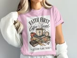 Faith First Coffee Second Lesson Plans Third T-Shirt | Christian Teacher Gift | Distressed Scripture Tee | Coffee Lover Educator thumbnail 10