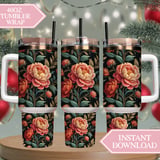 Floral Tumbler Digital Image, Colorful Flowers Digital Papers, Watercolor Flower Backgrounds, Printable Tumbler Png thumbnail 8