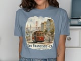 San Francisco Cable Car T-Shirt, Vintage SF Travel Tee, Golden Gate Bridge Watercolor Cityscape Souvenir California Gift thumbnail 11
