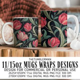 Tulip Tumbler Design, Floral Digital Papers, Watercolor Flowers Background, Junk Journal Pages, Printable Tumbler png, Scrapbooking Paper thumbnail 4