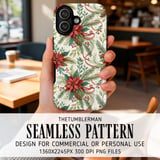 Christmas Floral Tumbler Design, Digital Paper, Watercolor Flower Backgrounds, Poinsettia PNG, Scrapbooking Paper, Digital Download thumbnail 6