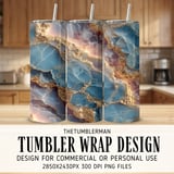 20 oz Marble Tumbler Wrap Sublimation Design, Blue Gold Agate Straight and Tapered Digital Download, Tumbler Design thumbnail 1