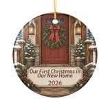 First Christmas New Home Ornament 2026, Rustic Cabin Front Porch Keepsake, Holiday Housewarming Gift, Cozy Farmhouse Tree Decor thumbnail 3