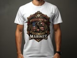 United States Marine Corps Semper Fidelis T-Shirt | USMC Emblem Patriotic Military Veteran Gift | American Flag Graphic Tee thumbnail 8