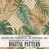 Woven Monstera Tropical Digital Design Size Bundle Png thumbnail 2