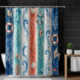 Oceanic Whimsy Watercolor Shower Curtain thumbnail 10