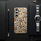 Cheetah Leopard Print Smiley Face Tote Bag & Phone Case - Retro Trendy Happy Face Daisy Flower Groovy Gift thumbnail 7