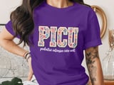 Floral PICU Pediatric ICU Nurse T-Shirt: Retro Flower Intensive Care Unit thumbnail 5