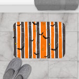 Halloween Bat Shower Curtain and Bath Mat, Spooky Striped Bathroom Decor, Grunge Orange and Black Autumn Bat Decor, Gothic Home Gift thumbnail 17