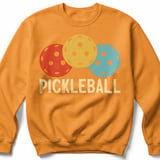Pickleball Gildan Crewneck Sweatshirt, PICKLEBALL, Court Warm Up Retro Vintage Balls Graphic Fleece Top thumbnail 9