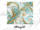 20 oz Tumbler Wrap, Gold Floral Sublimation Design, Digital Download, Straight and Tapered Wrap png, Teal Blue Swirls, Tumbler Digital thumbnail 3