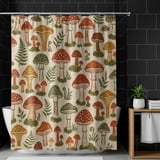 Woodland Fungi Block Print Shower Curtain thumbnail 10
