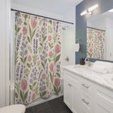 Whimsical Meadow Floral Shower Curtain thumbnail 3