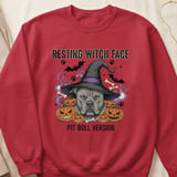 Resting Witch Face Pit Bull Sweatshirt | Halloween Pittie Shirt | Pit Bull Mom Gift | Bully Breed Apparel thumbnail 5