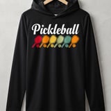 Pickleball Sport-Tek Performance Hood, Pickleball Colorful Vintage Paddle Row, Lightweight Hoodie thumbnail 1
