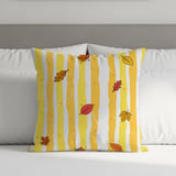 Fall Leaf Yellow Stripe Throw Pillow Case & Table Runner, Autumn Home Decor, Seasonal Accent Pillows thumbnail 5