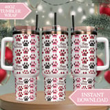 Valentine Paw Print Digital Pattern, Buffalo Plaid Dog Paws, Digital Bundle, Pet Lovers, Happy Valentine's Day, Sublimation Design thumbnail 10