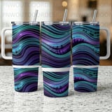 40oz Tumbler Wrap, Seamless Distressed Tapered PNG, Motion Illusion Wavy Design, Forest Silhouettes Digital Download thumbnail 4