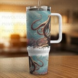 Octopus 40oz Tumbler Wrap PNG Digital, Deep Sea Ocean Sublimation Design, Seamless Marine Life Distressed Aquatic Art Download thumbnail 4