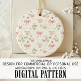 Digital Pattern Bundle, Tea Cup, Macarons, Bows, Floral Digital Paper, Seamless Pattern, Fabric Design, Scrapbooking Paper, Digital Download thumbnail 3