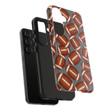 Football Design Tote Bag Phone Case: Sporty Pattern, Brown and White, Repeated thumbnail 8