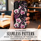 Pink Orchid Tumbler Design, Floral Digital Paper Pack, Watercolor Flower Background, Printable Junk Journal, Scrapbooking Paper Digital thumbnail 6