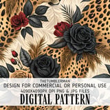 Digital Leopard Print Bundle, Rose Flower Pattern, Printable Digital, Floral Fabric Design, Trendy Leopard Print, Seamless Leopard Pattern thumbnail 1