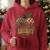 Teacher Energy Sweatshirt Retro Apple Hoodie Vintage Boho Teacher Gift Cozy Fall Back To School Crewneck Leopard Checkered Teacher Tote Bag thumbnail 12
