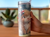 Patriotic Highland Cow 20oz Seamless Tumbler Wrap, Fourth of July Tumbler, Cute Cow Tumbler, Fireworks Tumbler, USA Tumbler thumbnail 3