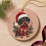 Dachshund Christmas Ornament, Cute Doxie Holiday Tree Decor, Wiener Dog Santa Hat Ornament, Dog Lover Gift, Pet Keepsake Stocking Stuffer thumbnail 6