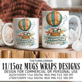 Whimsical Cats Balloon Digital Mug Wrap thumbnail 1