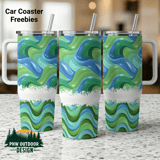 40oz Tumbler Sublimation, Wave Design, Seamless Tapered, Digital Download, Distressed Texture, Blue and Green Digital Paper, Tumbler Wrap thumbnail 1