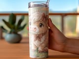 Cute Cow 20oz Seamless Tumbler Wrap, Highland Cow Tumbler Design, Daisy Flower, Floral Tumbler, Animal Tumbler Sublimation, Farm Animal thumbnail 3