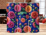 Dahlia Tumbler Sublimation PNG 20oz Skinny Tumbler Design Digital Download, Seamless Floral Wrap File for Crafting thumbnail 8