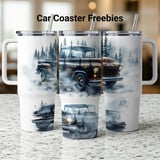 40oz Vintage Truck Tumbler Wrap Digital Design Rustic Pine Forest Sublimation PNG Classic Car Enthusiast Gift thumbnail 1